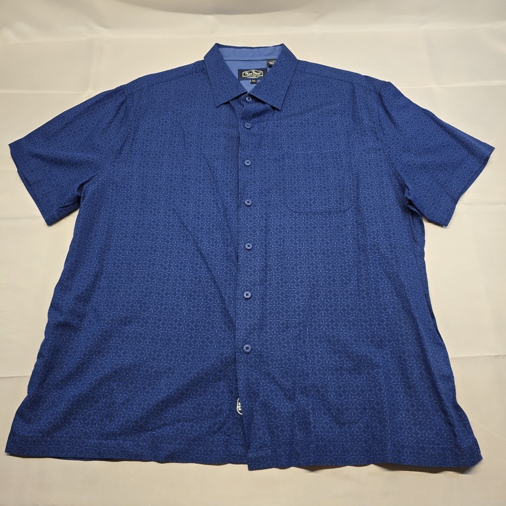 Nat Nast Luxury Originals‎ Silk Geometric Pattern Blue Shirt Men's Size XL